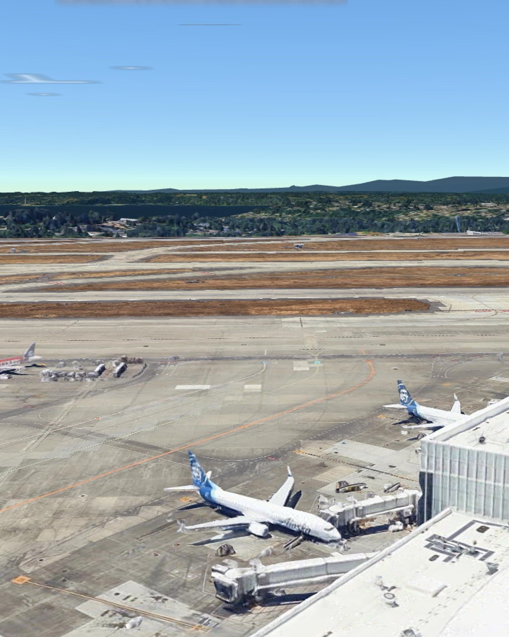 Illustrative BELT app view of an aircraft parked at Seattle-Tacoma